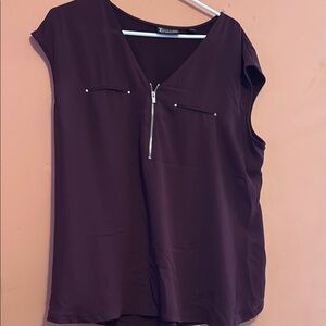 7 Avenue New York Purple Cap Sleeve Blouse Relaxed Fit